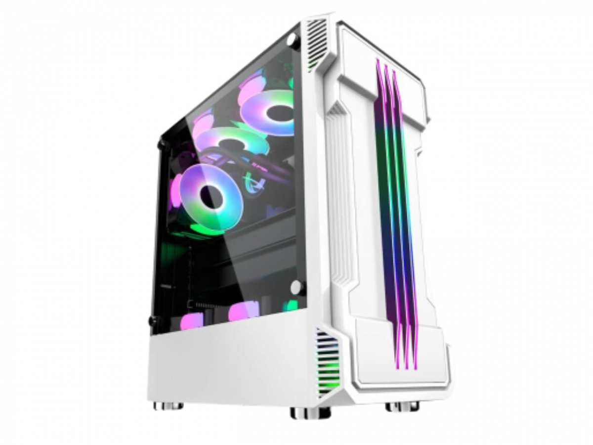 Simbadda Battleground BG-08 White- Tempered Glass Side Panel - RGB Led ...